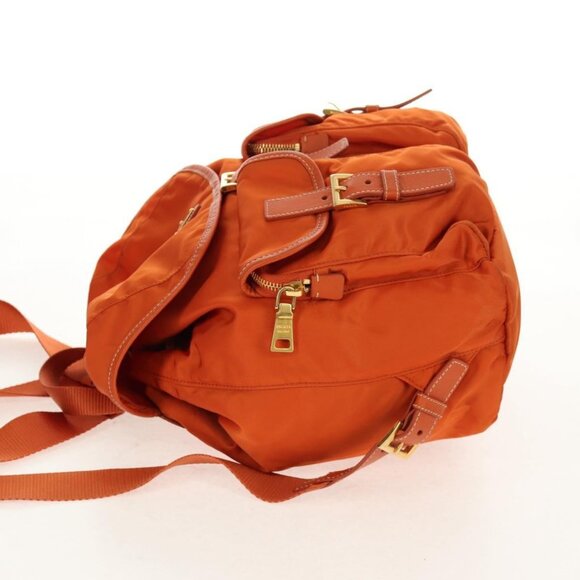 PRADA Backpack Nylon Orange Gold Auth 155325V main image 11